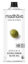 Load image into Gallery viewer, Madhava Organic Olive Oil, 1L Tin, 100% Pure, Single Source, Traceable, Cold Extracted, Non-Gmo, No Pesticides, Gluten Free, Vegan, Kosher, Extra Virgin, 33.8 Fl Oz