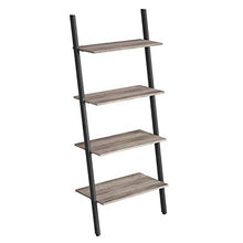 Load image into Gallery viewer, VASAGLE Ladder Shelf, 4-Tier Bookshelf, Storage Rack Shelves, for Living Room, Kitchen, Office, Steel, Stable, Sloping, Leaning Against The Wall, Industrial, Greige and Black ULLS043B02