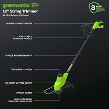 Load image into Gallery viewer, Greenworks 48V (24V x 2) 20" Brushless Cordless Lawn Mower + 12" String Trimmer + 320 CFM Leaf Blower Combo Kit with (2) 4.0Ah Batteries & Dual Port Fast Charger