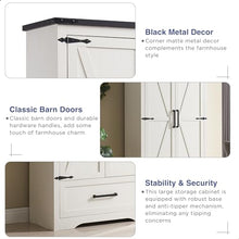 Load image into Gallery viewer, JXQTLINGMU Farmhouse Kitchen Pantry Cabinet - 72" Tall Wood Kitchen Storage Cabinets with Adjustable Shelves & 2 Barn Doors & Drawer, Versatile Storage for Dining Room, Bathroom, Antique White