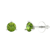 Load image into Gallery viewer, 14K White Gold Natural Peridot Stud Earrings with Screw back - Hypoallergenic, 1 cttw - Minimalist Women's Fine Jewelry