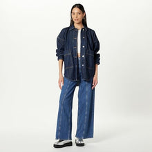 Load image into Gallery viewer, The Drop Women's Pilar Long Denim Shirt Jacket, Washed Black, 5X, Plus Size