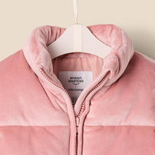 Load image into Gallery viewer, Amazon Essentials x Sofia Grainge Baby Girls' Velour Puffer Jacket, Rose, 12 Months