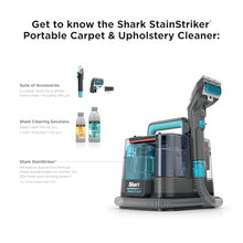 Load image into Gallery viewer, Shark StainStriker Portable Carpet & Upholstery Cleaner w/on board self cleaning - Spot, Stain, & Odor Eliminator, Includes 2 Cleaning Tools & 2 Cleaning Solutions, Charcoal, PX221BRN