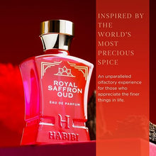 Load image into Gallery viewer, H HABIBI Royal Ambery Saffron Perfume Oud Arabian for Men & Women - Warm, Woody, Aromatic Fragrance for Men & Women - With Notes of Jasmine, Patchouli, Sandalwood & Amber Perfume - Eau de Parfum
