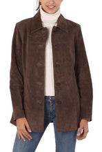 Load image into Gallery viewer, BGSD Women Anna Suede Leather Car Coat (Also available in Plus Size & Petite), Navy Blue, 2X