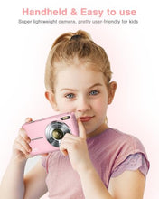 Load image into Gallery viewer, Lecran Digital Camera, FHD 1080P Kids Camera with 32GB Card, 2 Batteries, Lanyard, 16X Zoom Anti Shake, 44MP Compact Portable Small Point Shoot Camera Gift for Kid Student Children Teen Girl Boy(Pink)