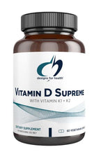 Load image into Gallery viewer, Designs for Health Vitamin D Supreme - Vitamin D 5000 IU with 2000mcg Vitamin K as MK4 for Bone Health, Heart Health & Immune Support - Vitamin D3 Enhanced with GG Supplement (60 Capsules)