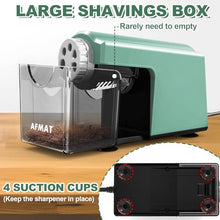 Load image into Gallery viewer, Electric Pencil Sharpener Heavy Duty, 6-Hole Classroom Pencil Sharpener for 6-11mm Pencils, Auto Stop Pencil Sharpener Plug in,10000 Sharpening Times, Save Colored Pencils, Green
