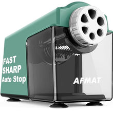 Load image into Gallery viewer, Electric Pencil Sharpener Heavy Duty, 6-Hole Classroom Pencil Sharpener for 6-11mm Pencils, Auto Stop Pencil Sharpener Plug in,10000 Sharpening Times, Save Colored Pencils, Green