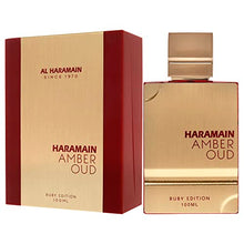 Load image into Gallery viewer, Al Haramain Amber Oud Ruby Edition - Arabian Perfume for Women and Men - Eau de Parfum Spray with Almond, Saffron, Jasmin, Cedarwood, Ambergris, Woody, and Musk Notes - 3.4 oz