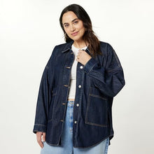 Load image into Gallery viewer, The Drop Women's Pilar Long Denim Shirt Jacket, Washed Black, 5X, Plus Size