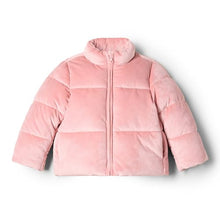Load image into Gallery viewer, Amazon Essentials x Sofia Grainge Baby Girls' Velour Puffer Jacket, Rose, 12 Months