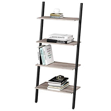 Load image into Gallery viewer, VASAGLE Ladder Shelf, 4-Tier Bookshelf, Storage Rack Shelves, for Living Room, Kitchen, Office, Steel, Stable, Sloping, Leaning Against The Wall, Industrial, Greige and Black ULLS043B02