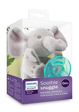 Load image into Gallery viewer, Philips AVENT Soothie Snuggle Pacifier Holder with Detachable Pacifier, 0m+, Elephant, SCF347/03- 1 Count (Pack of 1)