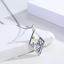 Load image into Gallery viewer, Mountain Necklace for Women S925 Sterling Silver Turquoise Gemstone Mountain Necklace Circle Mountain Range Necklace Nature Jewelry Gift for women Camper, Hikers