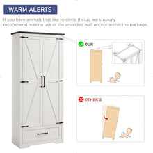 Load image into Gallery viewer, JXQTLINGMU Farmhouse Kitchen Pantry Cabinet - 72" Tall Wood Kitchen Storage Cabinets with Adjustable Shelves & 2 Barn Doors & Drawer, Versatile Storage for Dining Room, Bathroom, Antique White
