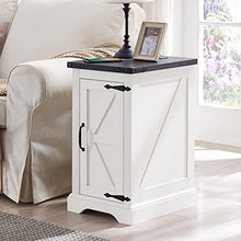 Load image into Gallery viewer, JXQTLINGMU Nightstand with Charging Station, Rectangular Farmhouse End Table with Barn Door and Adjustable Storage Shelf, 17" Deep Wood Rustic Sofa Side Table for Living Room, Bedroom, White