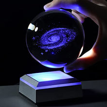 Load image into Gallery viewer, Qianwei 3D Galaxy Crystal Ball with Colorful Led Base, Space Astronomy Gifts Clear Glass Balls Crystal Sphere Religious Gifts for Her Him Birthday Women Mom Dad Funny Night Light