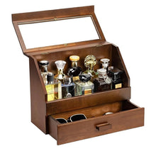 Load image into Gallery viewer, Miratino Cologne Organizer for Men, Dustproof Cologne Stand with Drawer, Wood Perfume Stand Organizer for Dresser, Large Capacity Cologne Holder Display, Great Gift for Men