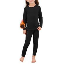 Load image into Gallery viewer, Girls Underwear Kids Thermal Underwears Toddler Winter Base Layer Long Johns Sets for Boys A Black Medium (90) /2T-3T