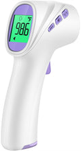 Load image into Gallery viewer, Forehead Thermometer for Adults, Kids & Babies, No-Touch Digital Thermometer with LCD Backlight Display, Fever Alarm and 1s Instant Reading - Purple
