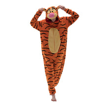 Load image into Gallery viewer, COSUSKET Snug Fit Unisex Adult Tigger Onesie Pajamas, Flannel Cosplay Animal One Piece Halloween Costume Sleepwear Homewear Orange