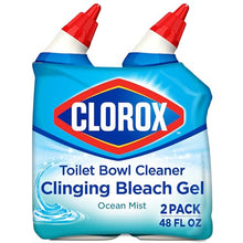 Load image into Gallery viewer, Clorox Toilet Bowl Cleaner, Clinging Bleach Gel, Ocean Mist - 24 Ounces, Pack of 2
