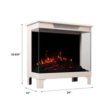 Load image into Gallery viewer, Modern Ember Smart Digital 3-Sided Electric Fireplace Stove Heater | LED Multiple Flame Colors, Works with Wi-Fi App, Alexa and Google | Remote Included | Optional Crackling Sound | Taupe Mist