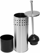 Load image into Gallery viewer, HIHIA Toilet Plunger with Holder Caddy for Bathroom Metal Canister Holder Drip Cup Stand, Heavy Duty, Cup Holder Inner, Deep Cleaning, Made of Metal, Chrome