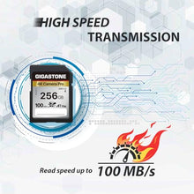 Load image into Gallery viewer, Gigastone 256GB SDXC Memory Card 4K Pro Series Transfer Speed Up to 100MB/s Compatible with Canon Nikon Sony Camcorder, A1 V30 UHS-I Class 10 for 4K UHD Video