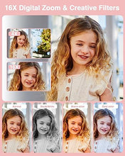 Load image into Gallery viewer, Lecran Digital Camera, FHD 1080P Kids Camera with 32GB Card, 2 Batteries, Lanyard, 16X Zoom Anti Shake, 44MP Compact Portable Small Point Shoot Camera Gift for Kid Student Children Teen Girl Boy(Pink)