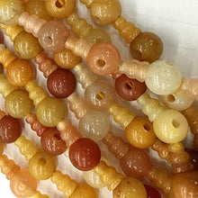 Load image into Gallery viewer, 1 Strands Natural Yellow Jade Pagoda Tee Three Links Buddha Head Tibet Guru Barrel Beads Size: 10mm+6x8mm (10 Sets/lot) 04232