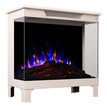 Load image into Gallery viewer, Modern Ember Smart Digital 3-Sided Electric Fireplace Stove Heater | LED Multiple Flame Colors, Works with Wi-Fi App, Alexa and Google | Remote Included | Optional Crackling Sound | Taupe Mist