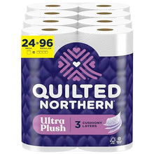 Load image into Gallery viewer, Quilted Northern Ultra Plush Toilet Paper, 24 Mega Rolls = 96 Regular Rolls, 3X Thicker*, 3 Ply Soft Toilet Tissue