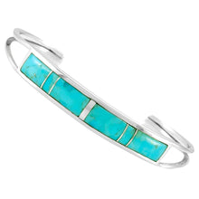 Load image into Gallery viewer, Turquoise Bracelet Sterling Silver 925 Genuine Gemstones Cuff Bracelet (Turquoise)