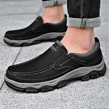 Load image into Gallery viewer, MVIOBUY Men's Suede Casual Hiking Loafers,Hand Stitching Comfort Anti Slip Slip on Business Dress Shoes Fashion Outdoor Walking Boat Shoes (Black-B,8.5)
