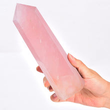 Load image into Gallery viewer, MOGEMT Large Rose Quartz Healing Crystal Wand Point Obelisk Tower 6 Faceted Reiki Chakra Meditation Therapy 1.5-2.0 LBS