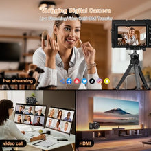 Load image into Gallery viewer, 5K Digital Camera for Photography, WiFi Auto Focus Vlogging Video Camera for YouTube with 32GB SD Card, 6-axis Anti-Shake 3.5" Screen Fill Light 5K Camera with 58mm UV Filter, 16X Digital Zoom Camera
