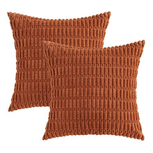 Load image into Gallery viewer, MIULEE Pack of 2 Corduroy Decorative Throw Pillow Covers 18x18 Inch Soft Boho Striped Fall Pillow Covers Modern Farmhouse Home Decor for Sofa Living Room Couch Bed Rust