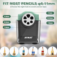Load image into Gallery viewer, Electric Pencil Sharpener Heavy Duty, 6-Hole Classroom Pencil Sharpener for 6-11mm Pencils, Auto Stop Pencil Sharpener Plug in,10000 Sharpening Times, Save Colored Pencils, Green