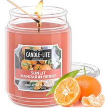 Load image into Gallery viewer, CANDLE-LITE Scented Sunlit Mandarin Berry Fragrance, One 18 oz. Single-Wick Aromatherapy Candle with 110 Hours of Burn Time, Orange Color, Jar (Individual Box)
