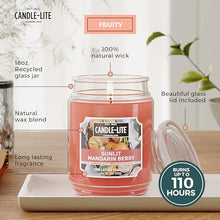 Load image into Gallery viewer, CANDLE-LITE Scented Sunlit Mandarin Berry Fragrance, One 18 oz. Single-Wick Aromatherapy Candle with 110 Hours of Burn Time, Orange Color, Jar (Individual Box)