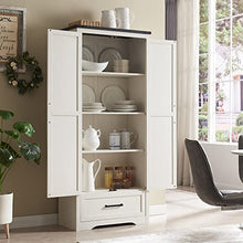 Load image into Gallery viewer, JXQTLINGMU Farmhouse Kitchen Pantry Cabinet - 72" Tall Wood Kitchen Storage Cabinets with Adjustable Shelves & 2 Barn Doors & Drawer, Versatile Storage for Dining Room, Bathroom, Antique White