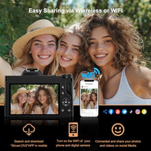 Load image into Gallery viewer, 5K Digital Camera for Photography, WiFi Auto Focus Vlogging Video Camera for YouTube with 32GB SD Card, 6-axis Anti-Shake 3.5" Screen Fill Light 5K Camera with 58mm UV Filter, 16X Digital Zoom Camera