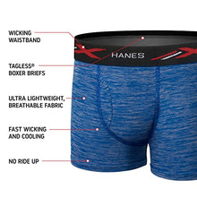 Load image into Gallery viewer, Hanes Boys' Boxer Briefs Pack, Lightweight Moisture-Wicking Underwear, 6-Pack (Colors/Patterns May Vary)