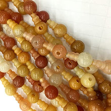 Load image into Gallery viewer, 1 Strands Natural Yellow Jade Pagoda Tee Three Links Buddha Head Tibet Guru Barrel Beads Size: 10mm+6x8mm (10 Sets/lot) 04232