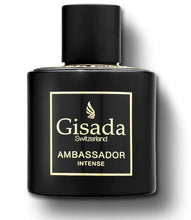 Load image into Gallery viewer, Gisada Switzerland Mens Eau De Parfum Fragrance, Perfume + Cologne for Men (Fresh Citrus, Fruity, Floral, Spicy, Warm + Woody) Ambassador Intense, 100mL/3.3oz