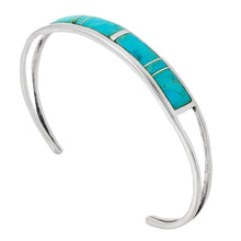 Load image into Gallery viewer, Turquoise Bracelet Sterling Silver 925 Genuine Gemstones Cuff Bracelet (Turquoise)