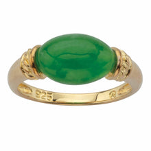 Load image into Gallery viewer, PalmBeach Yellow Gold-plated Sterling Silver Oval Shaped Genuine Green Jade Ring Sizes 6-10 Size 8